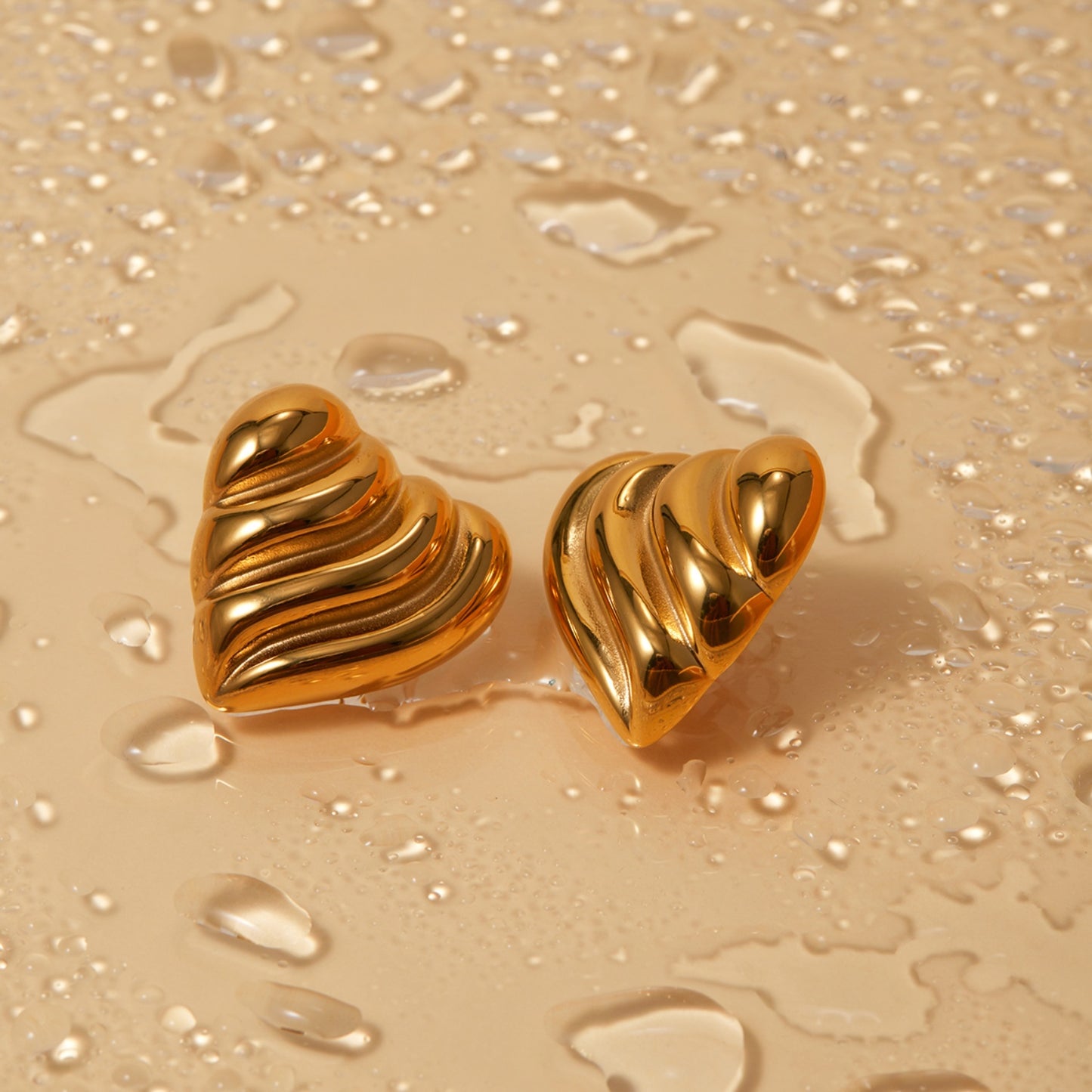 Gold-plated Stainless Steel Heart Shape Stud Earrings