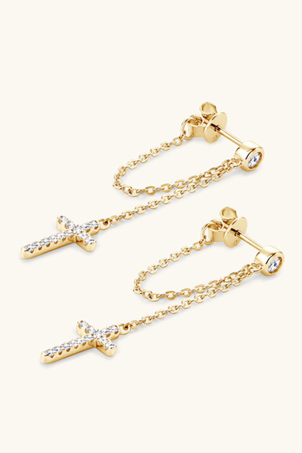 Moissanite Dangle Sterling Silver Cross Earrings