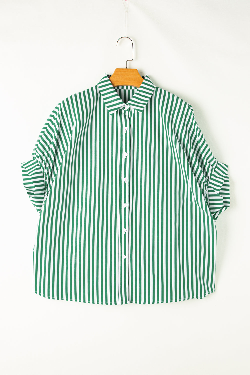 Green Stripe Dolman Sleeve Oversize Shirt