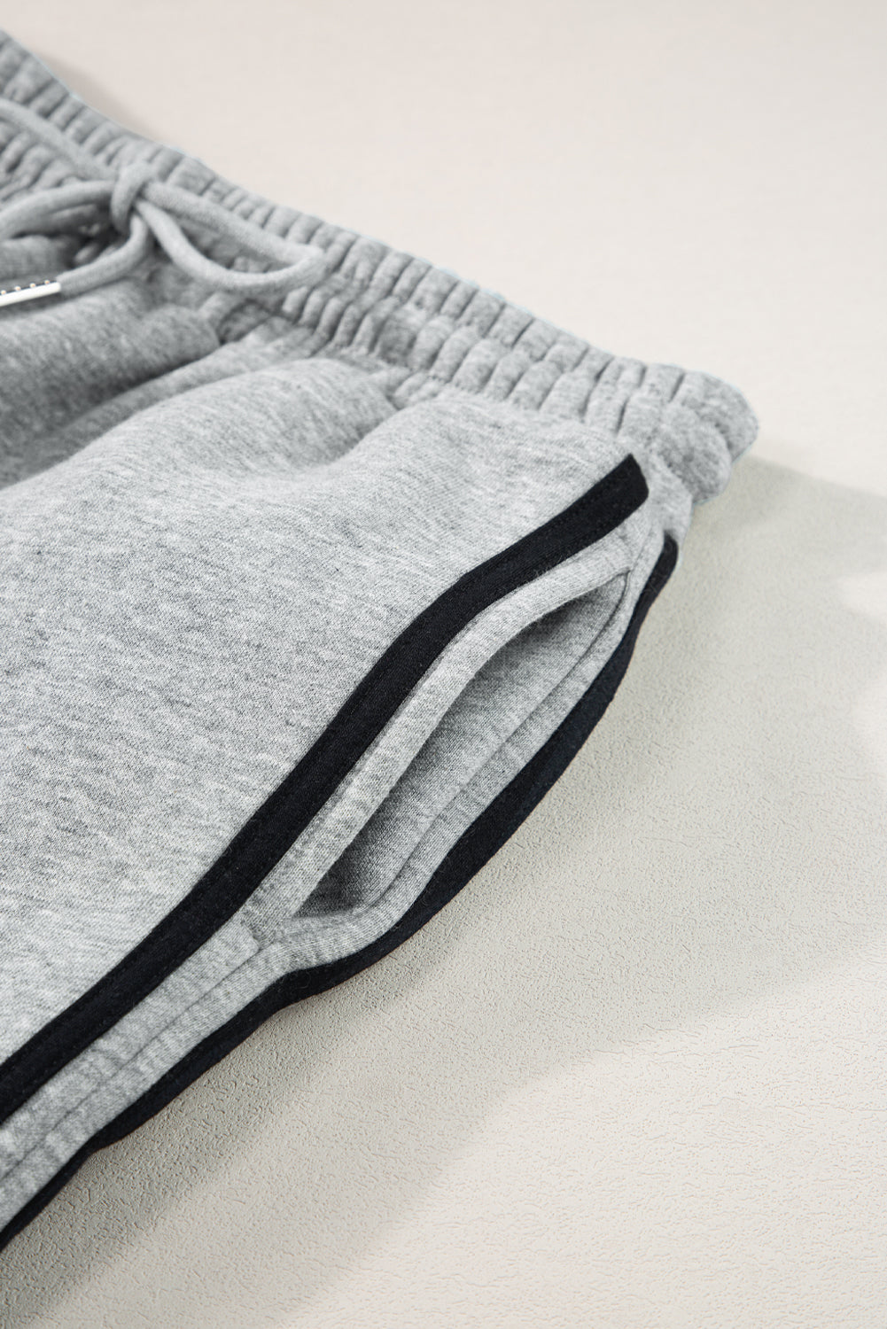 Light Grey Solid Color Side Striped Sweatshirt Active Sweatshirt Set