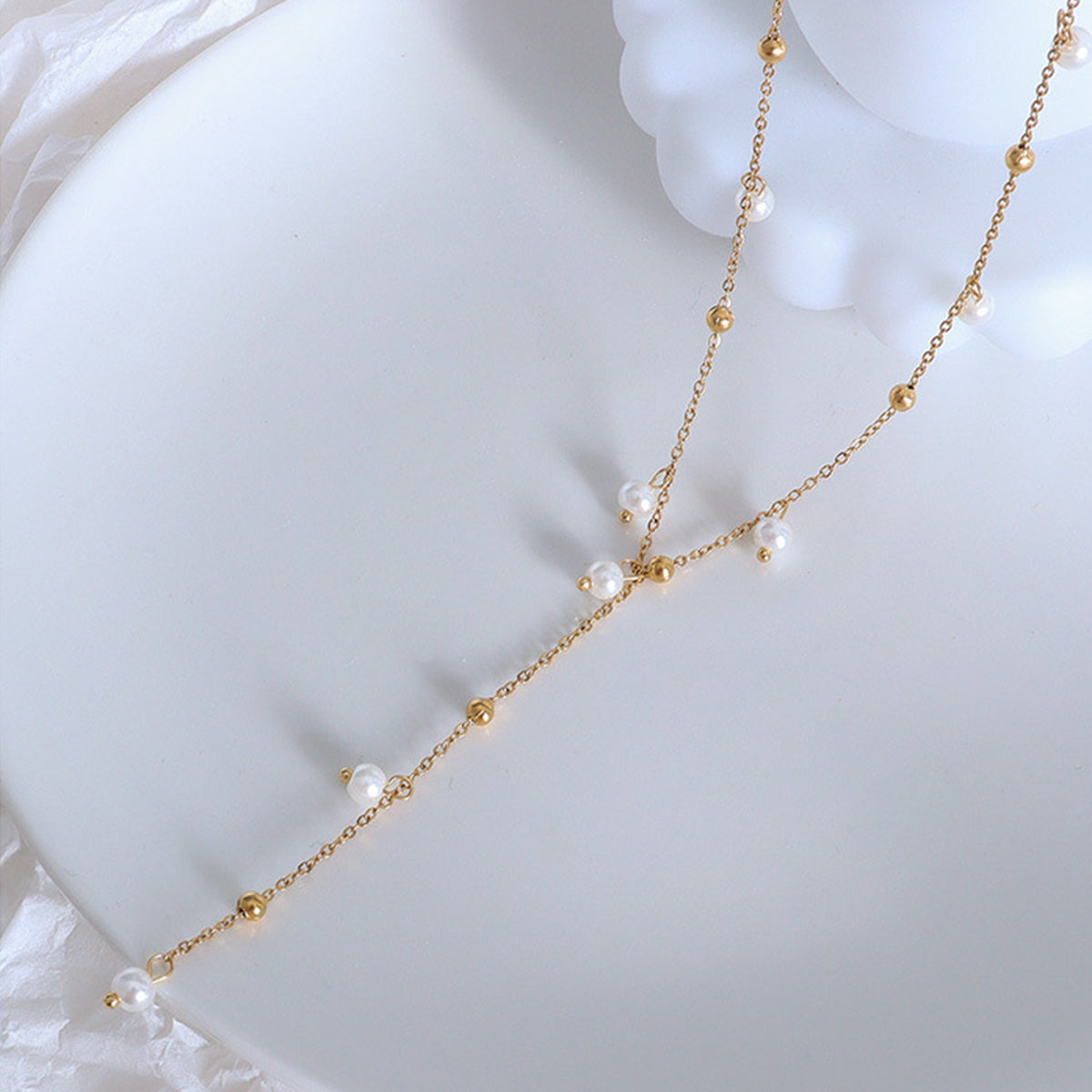 Gold-Plated Pearl Drop Necklace