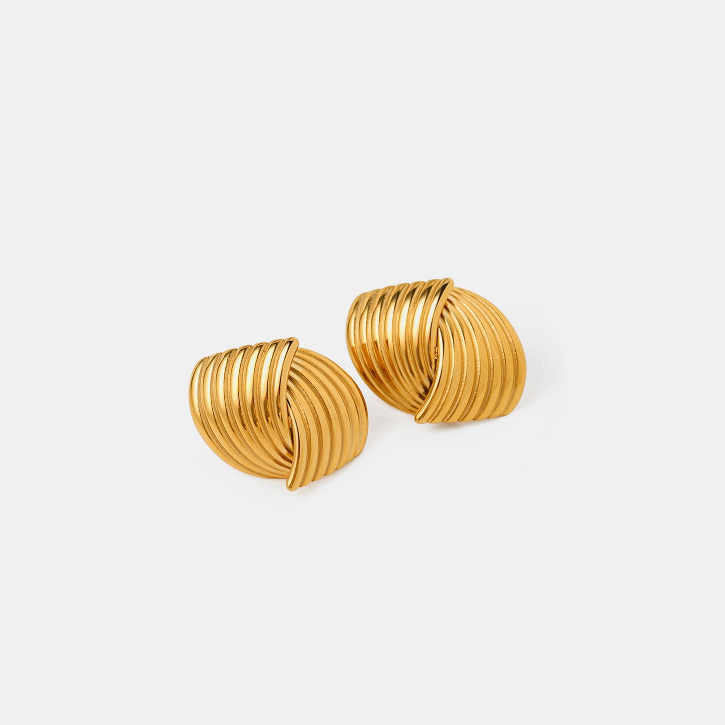 Gold-plated Texture Stainless Steel Stud Earrings