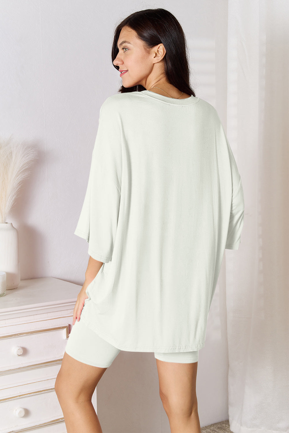 Soft Rayon Three-Quarter Sleeve Top and Shorts Set