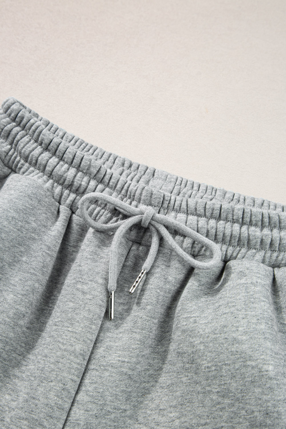 Light Grey Solid Color Side Striped Sweatshirt Active Sweatshirt Set