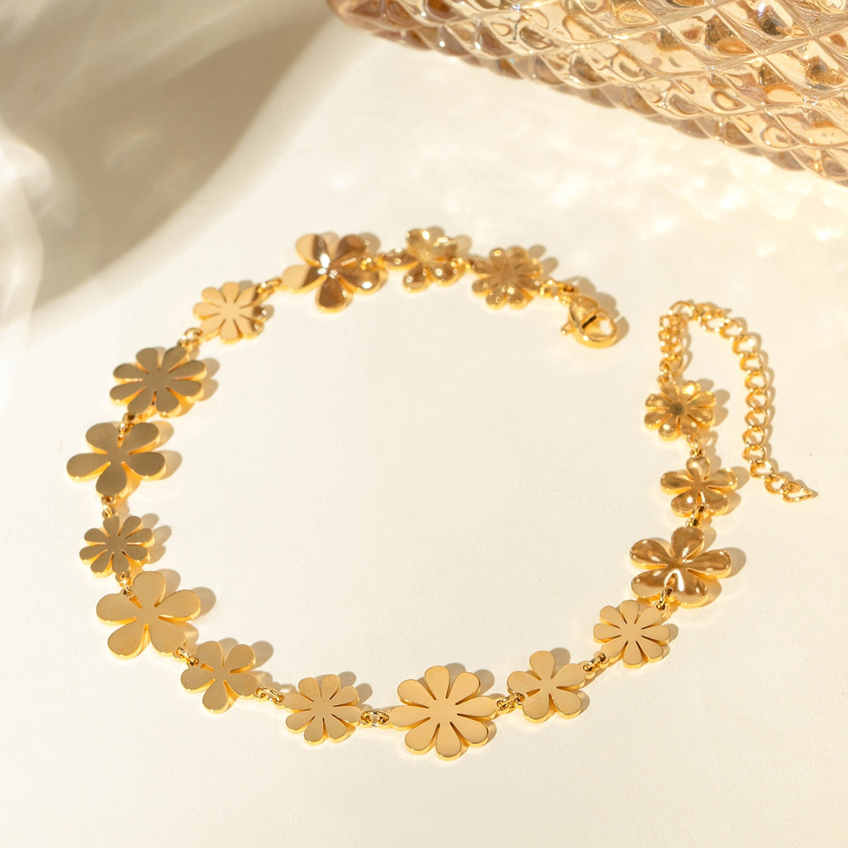 Matching Gold-Plated Flower Bracelet