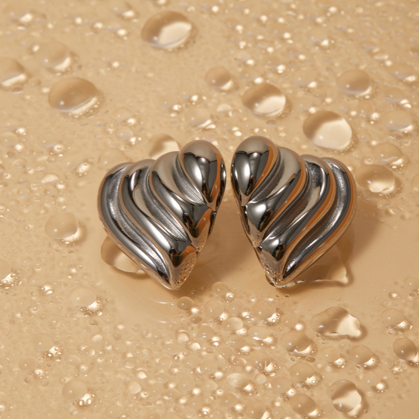 Gold-plated Stainless Steel Heart Shape Stud Earrings