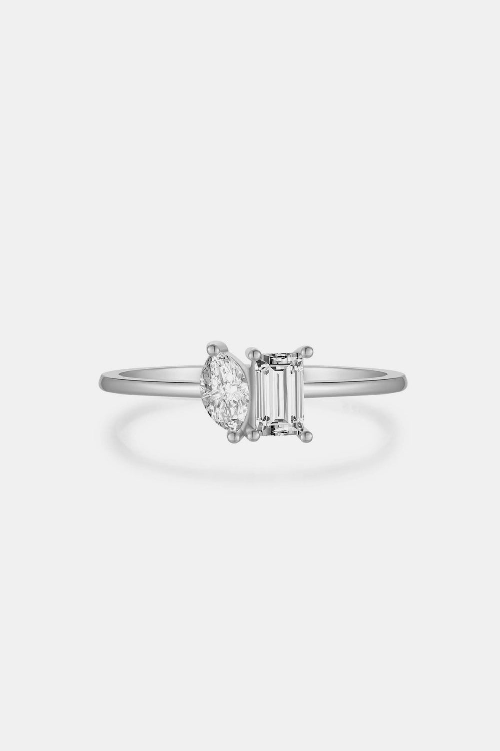 Sterling Silver Geometric Zircon Ring