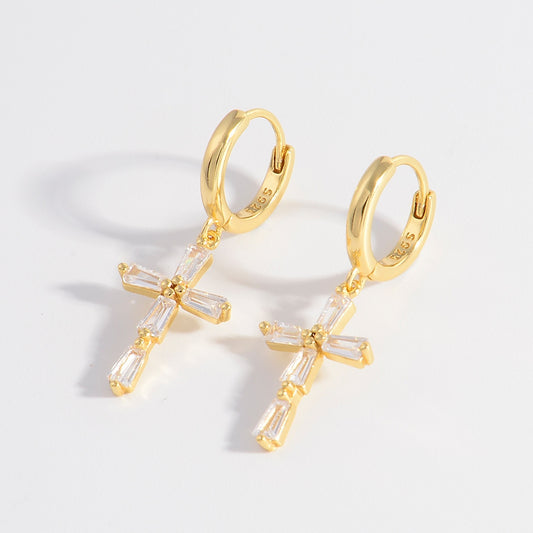 Drop Cross Earrings