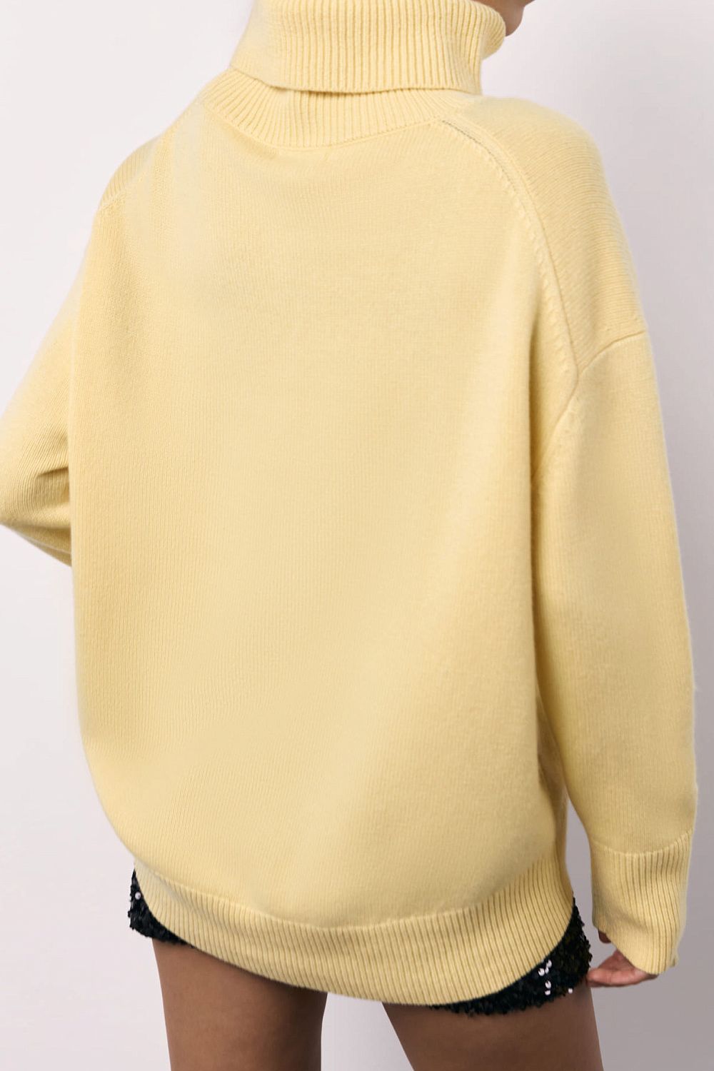 Turtleneck Long Sleeve Dropped Shoulder Sweater ONE SIZE