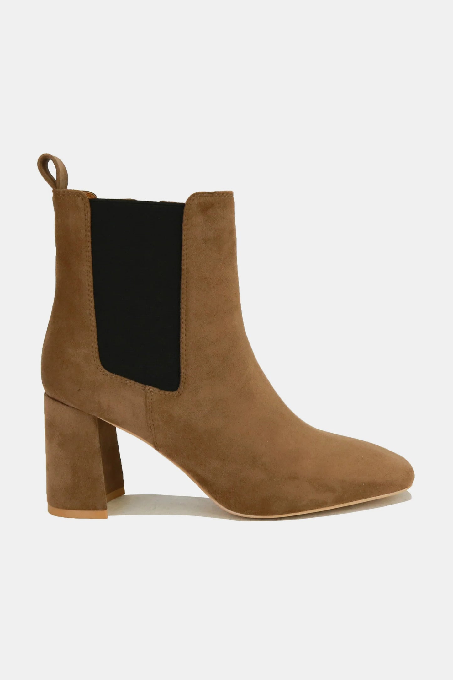 Suede Block Heel Chelsea Boots with Elastic Side Panel