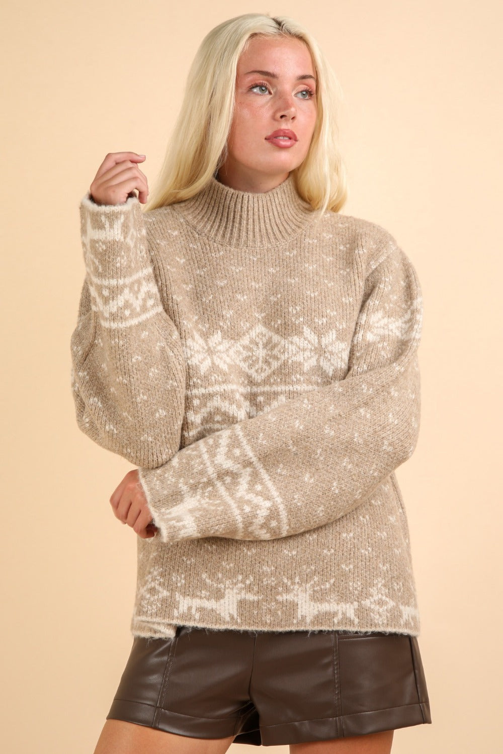 Holiday Element Mock Neck Long Sleeve Sweater