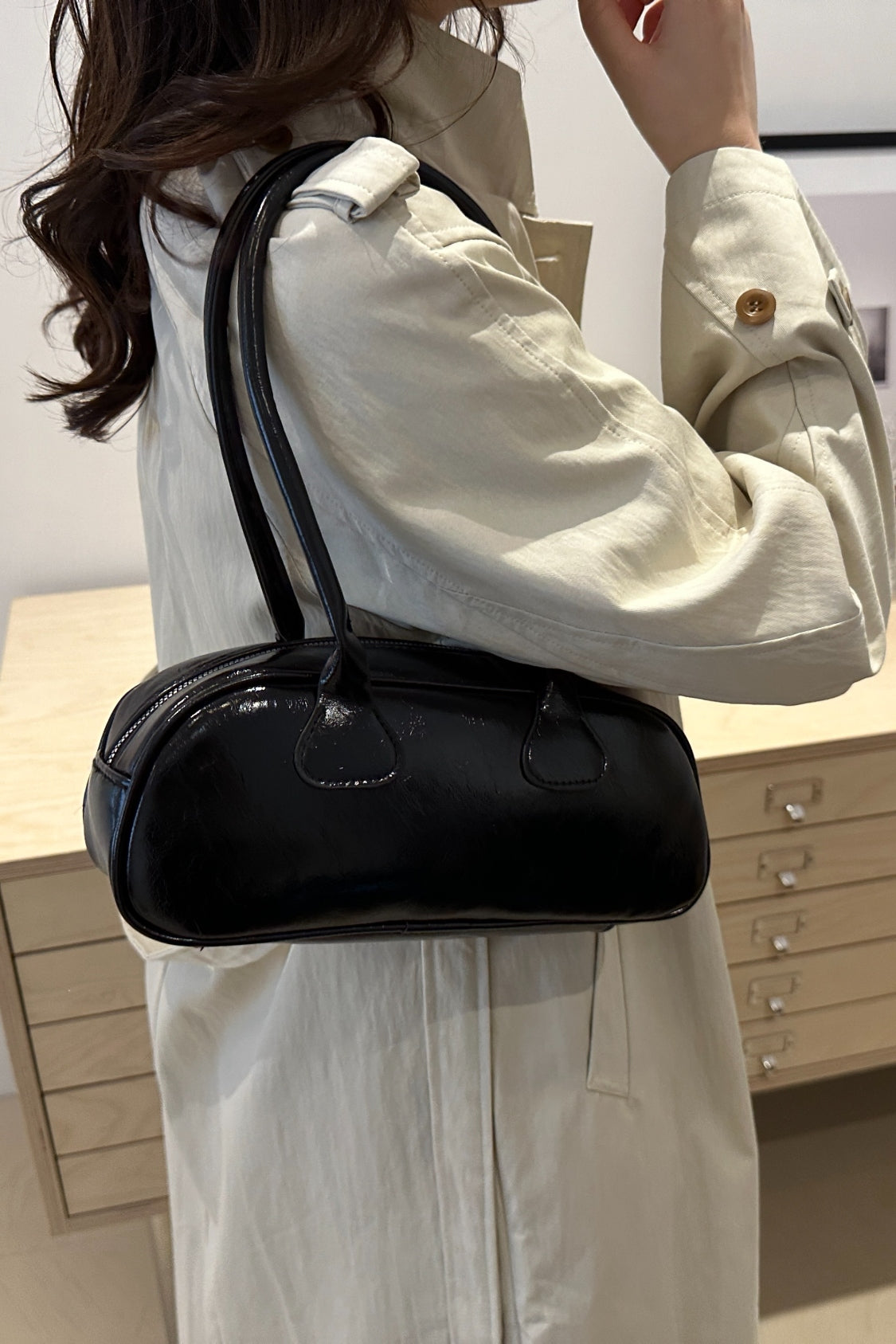 Leather Round Shoulder Bag