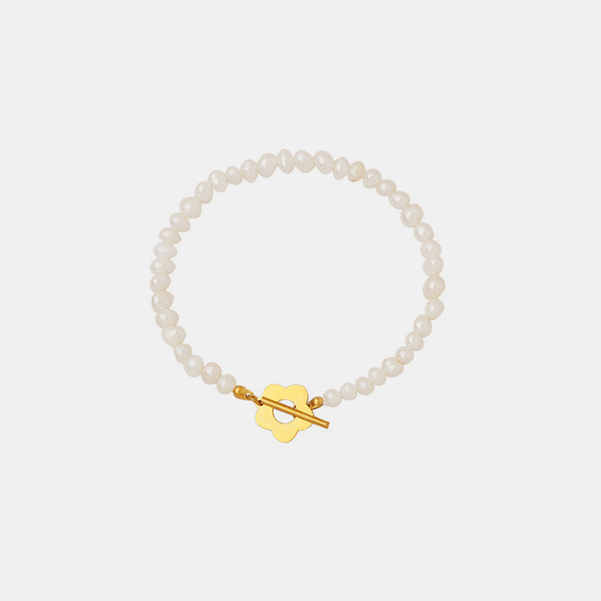 Gold-plated Titanium Steel Freshwater Pearl Flower Bracelet