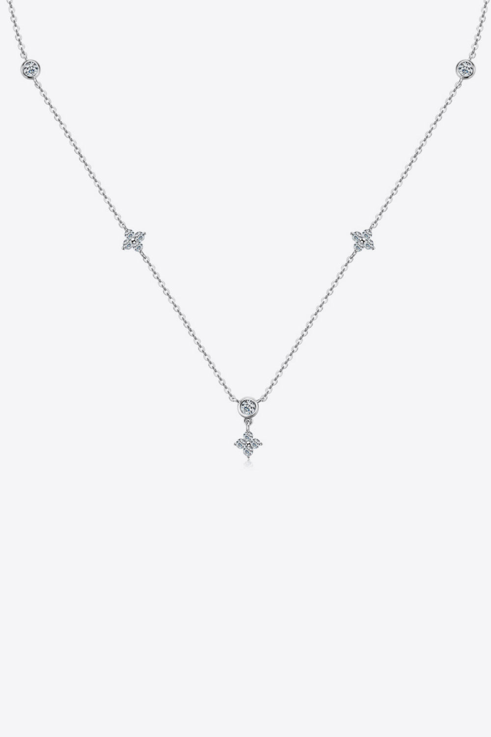 Moissanite Star Flower Sterling Silver Necklace