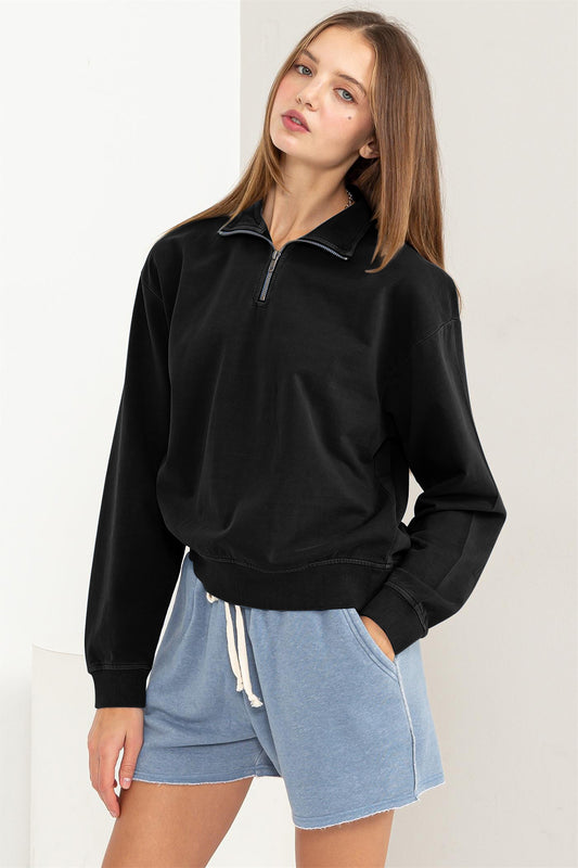 Half Zip Drop Shoulder Sweatshirt