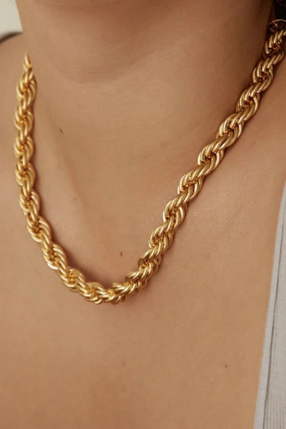 Gold-Plated Braided Twist chain Necklace