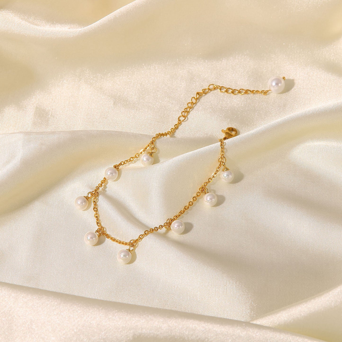 Pearl Gold-Plated Charm Anklet