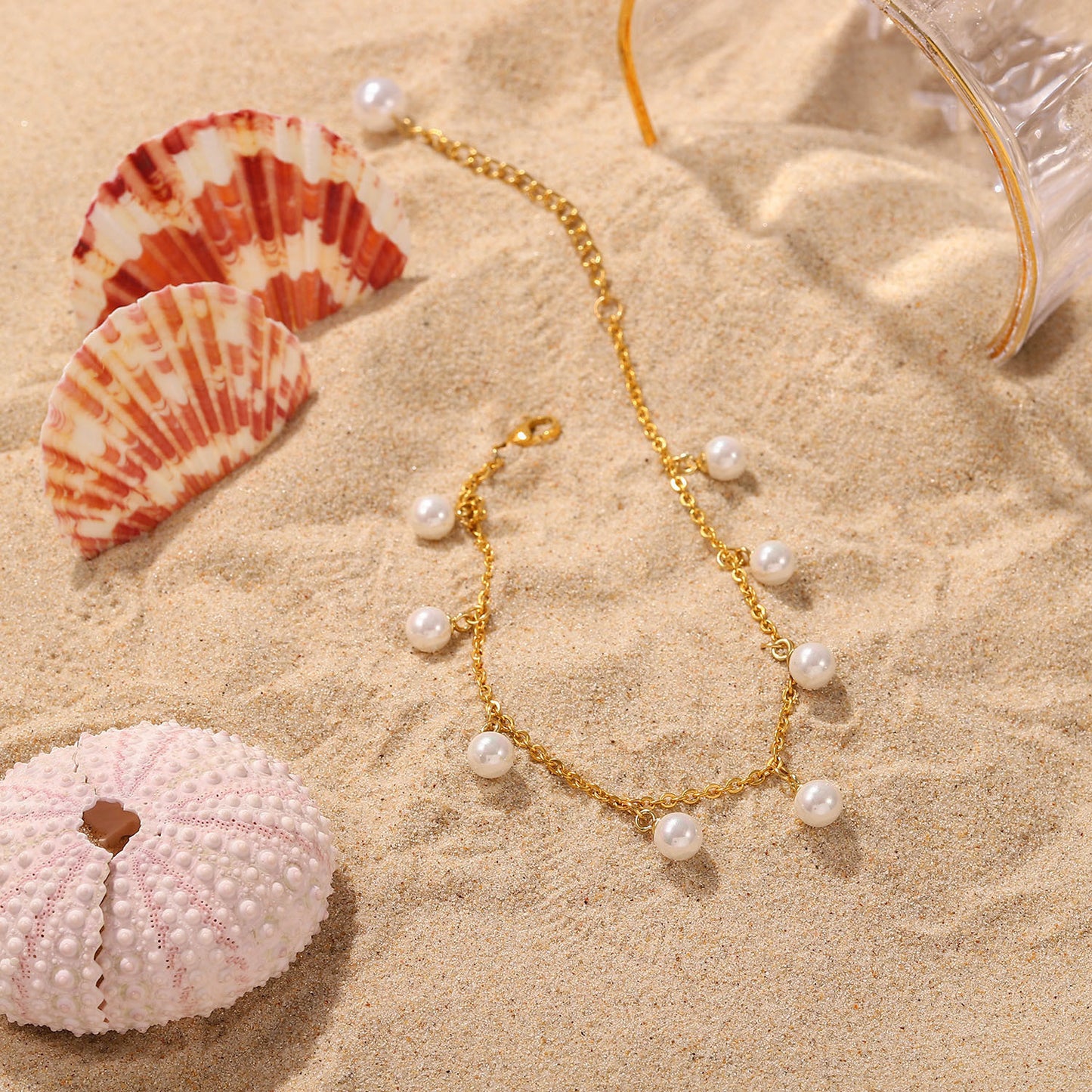 Pearl Gold-Plated Charm Anklet