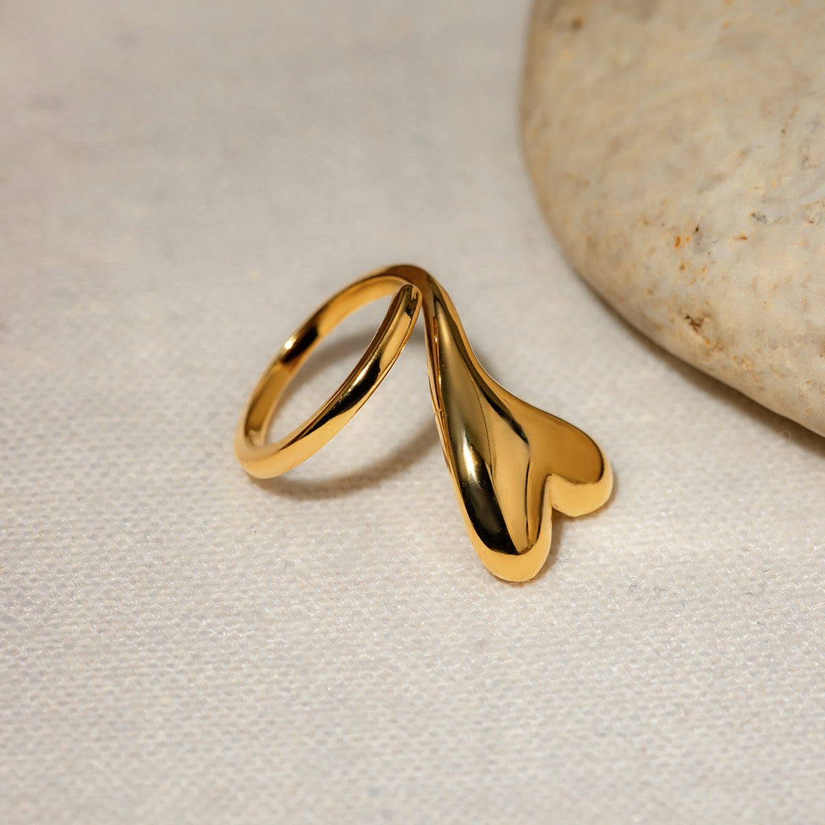 Gold-plated Stainless Steel Heart Bypass Ring