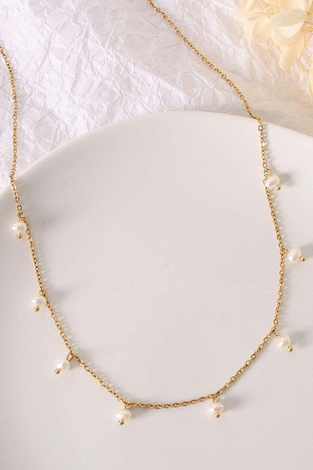 Gold-Plated Titanium Steel Pearl Necklace