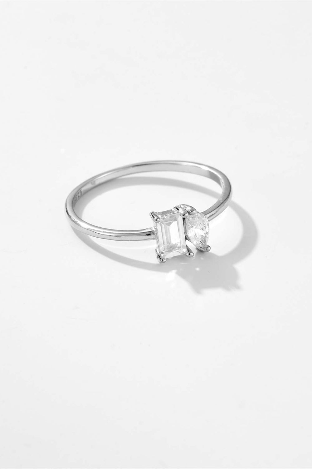 Sterling Silver Geometric Zircon Ring