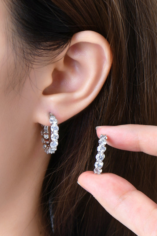 Moissanite Sterling Silver Mini Hoop Earrings