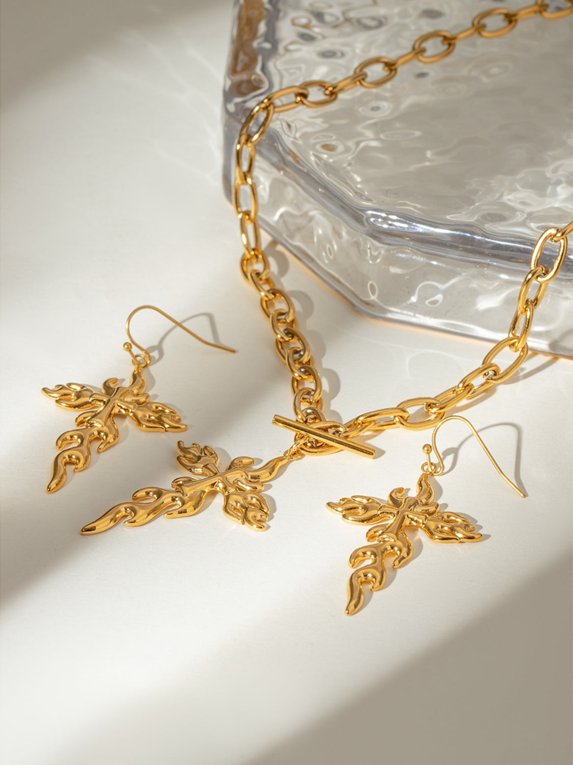 Gold-Plated Stainless Steel Cross Necklace