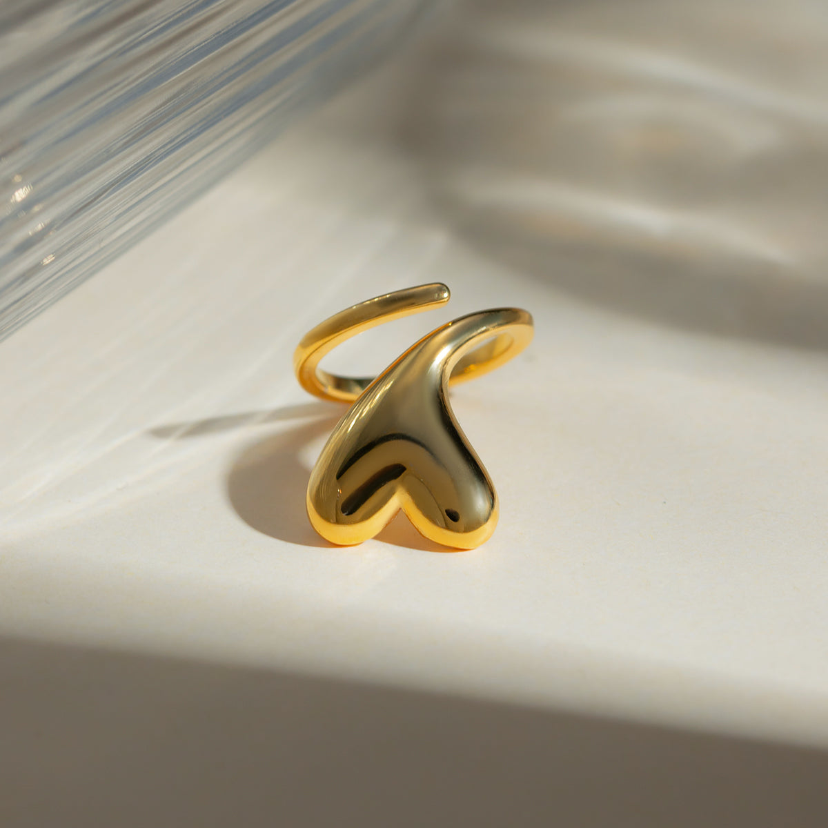 Gold-plated Stainless Steel Heart Bypass Ring