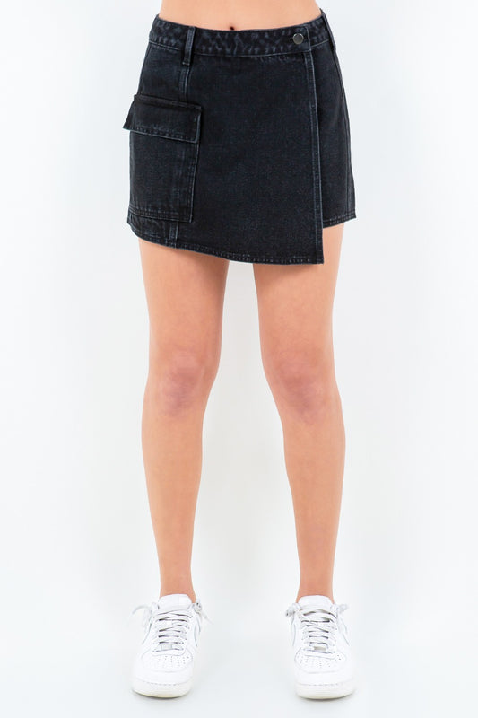 Cargo Pocket Mini Denim Skort