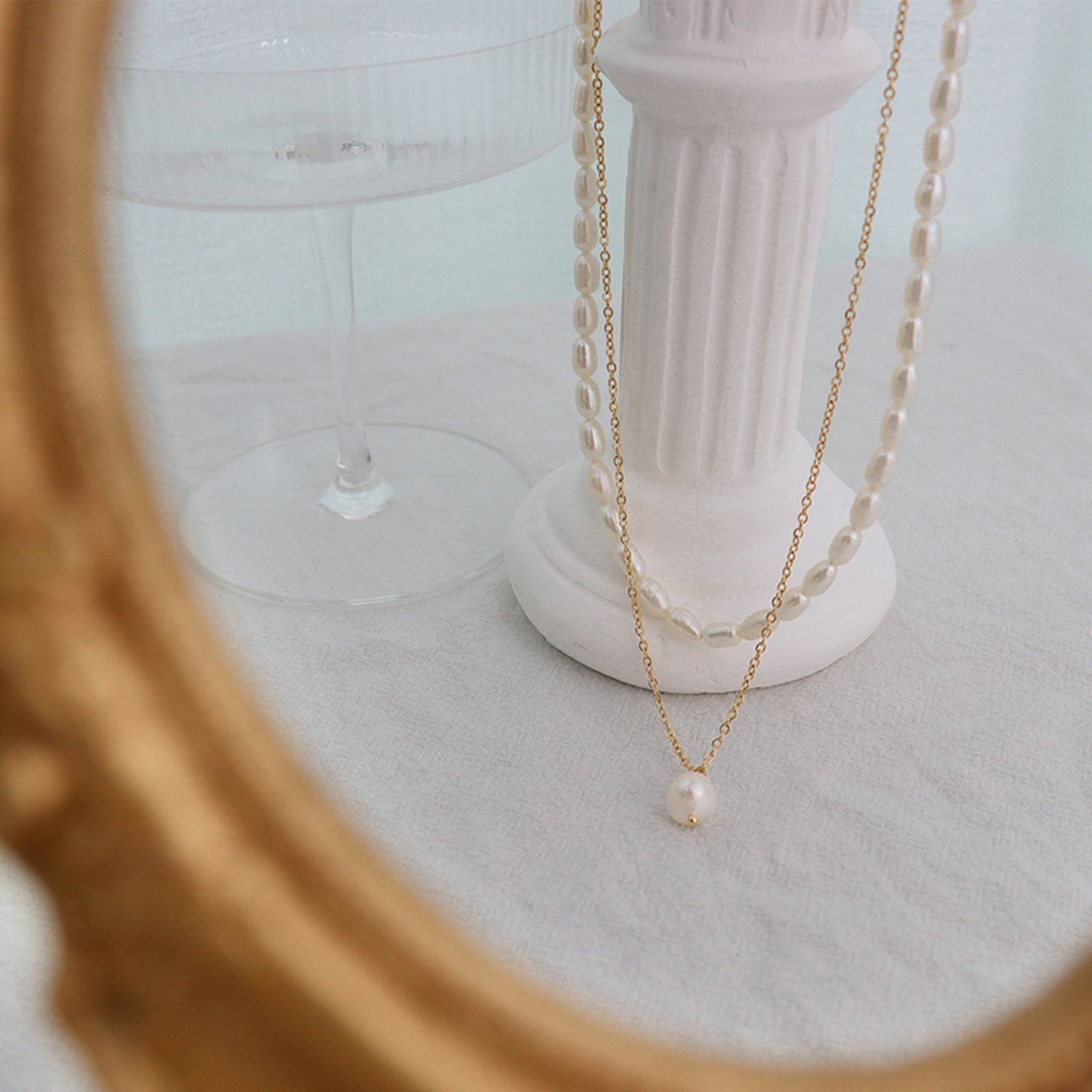 Gold-plated Double-Layered Freshwater Pearl Necklace