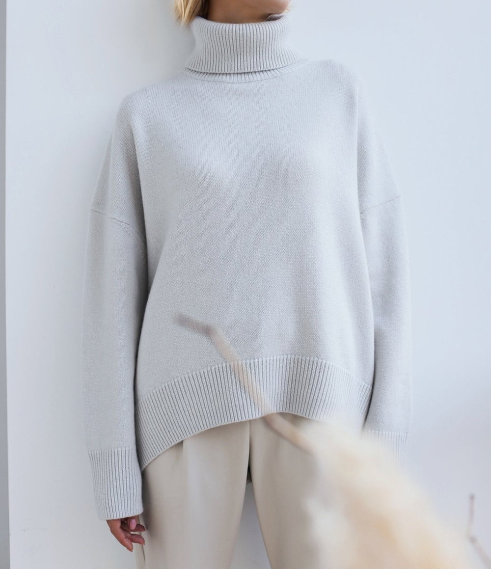 Turtleneck Dropped Shoulder Long Sleeve Sweater ONE SIZE