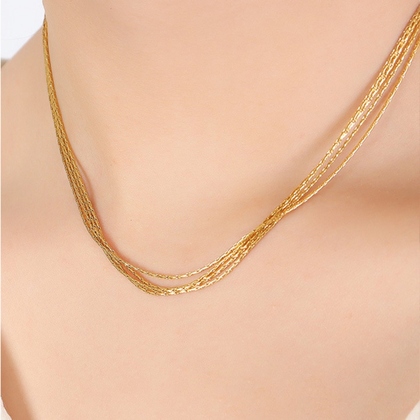 Gold-Plated Multi-Layer Clavicle Chain Necklace