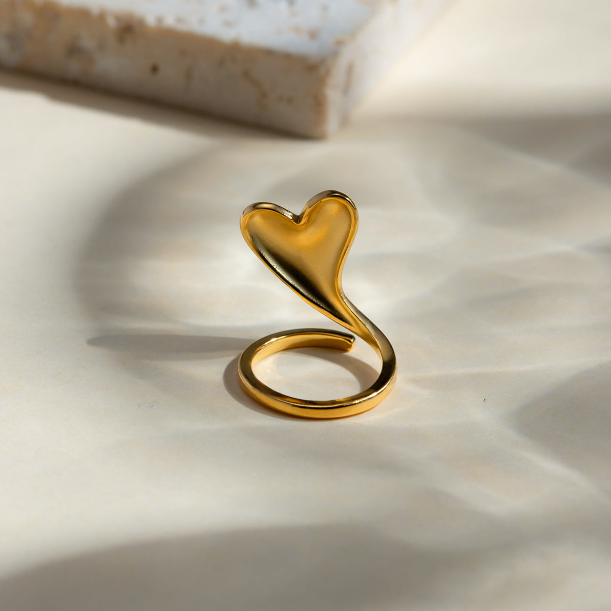 Gold-plated Stainless Steel Heart Bypass Ring